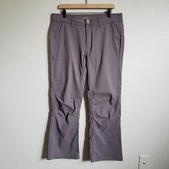 PrAna Halle Roll Tab Hiking Cargo Pants Mid Rise Relaxed Fit Grey Sz Women's 12 - Picture 1 of 10